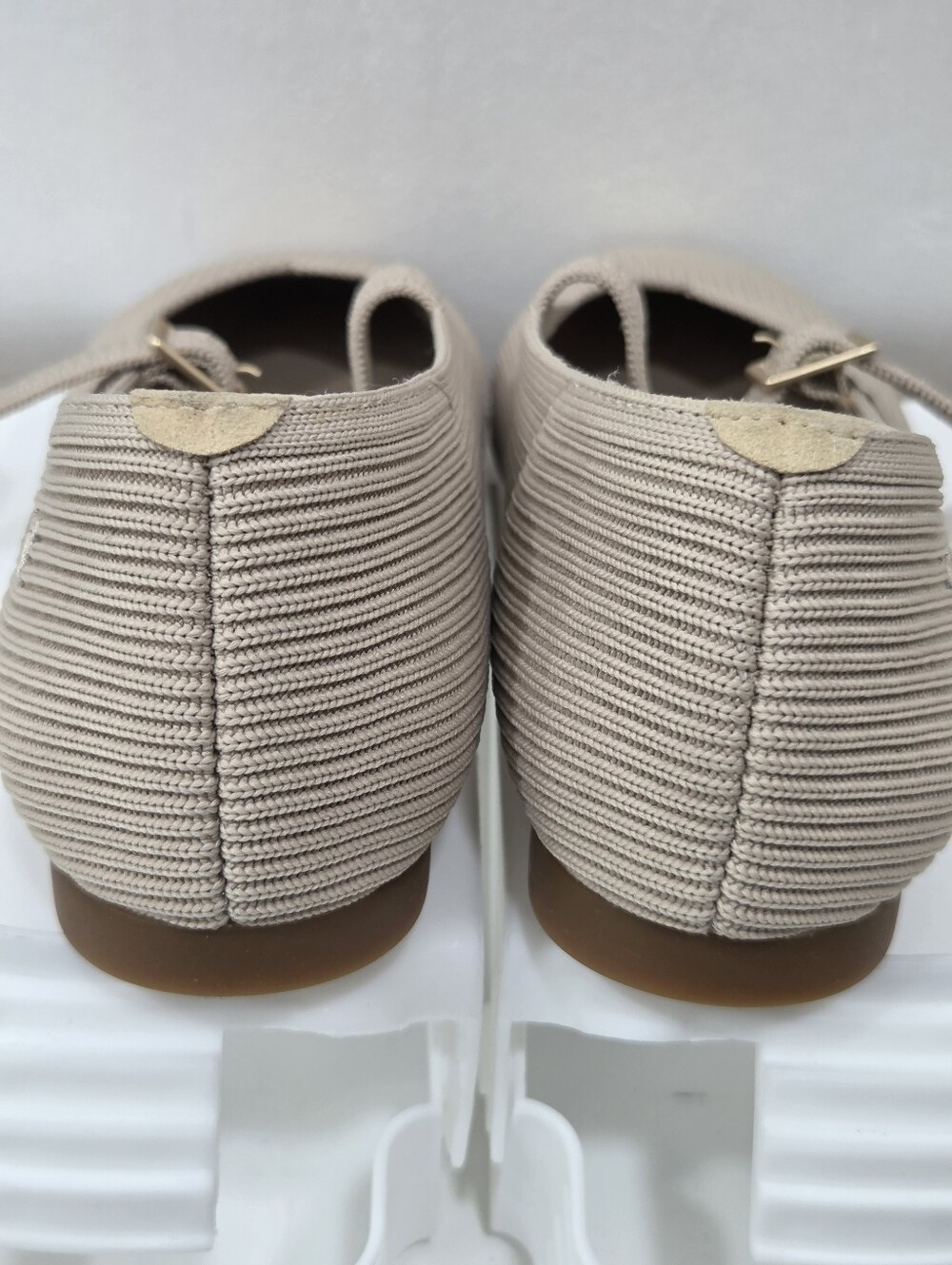 VIVAIA Cream Ribbed Mary Janes Square Toe Knit Ballet Flats Coquette Preppy 6.5 - Picture 7 of 10